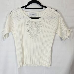 DEREK Lam 10 Crosby size Small off-white crewneck sweater lace and tie sleeves